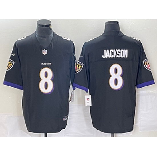 Men's Nike Baltimore Ravens #8 Lamar Jackson Purple 2023 F.U.S.E Coloe Rush Jersey - Ujersey