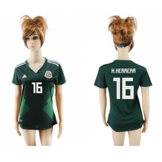 Women's Mexico #16 H.Herrera Home Soccer Country Jersey