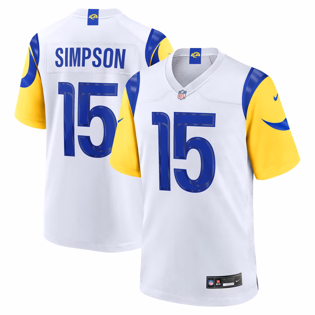 Men's Los Angeles Rams Ty Simpson Nike White Game Jersey