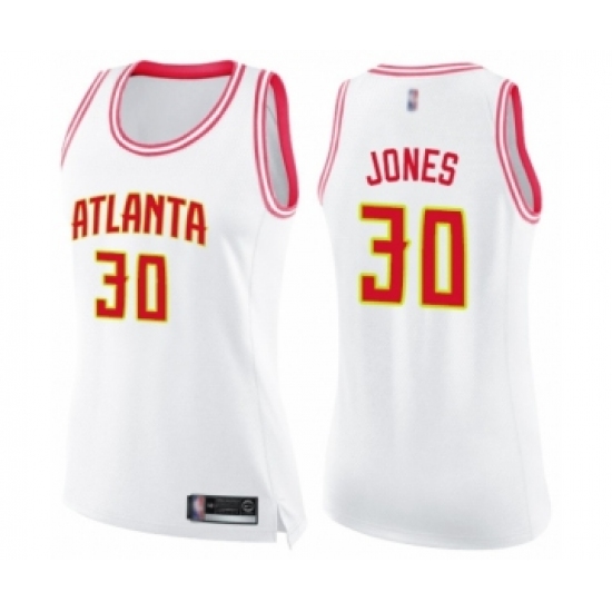 Women's Atlanta Hawks #30 Damian Jones Swingman White Pink Fashion Basketball Jersey - Ujersey