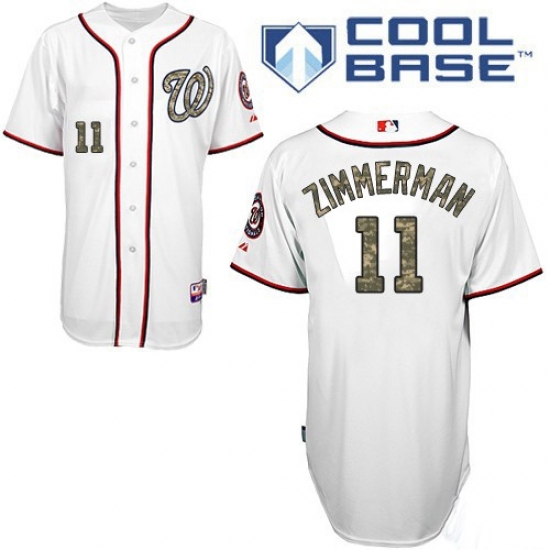 Men's Majestic Washington Nationals #11 Ryan Zimmerman Authentic White USMC Cool Base MLB Jersey