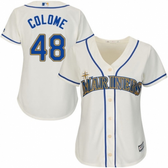 Women's Majestic Seattle Mariners #48 Alex Colome Authentic Cream Alternate Cool Base MLB Jersey - Ujersey