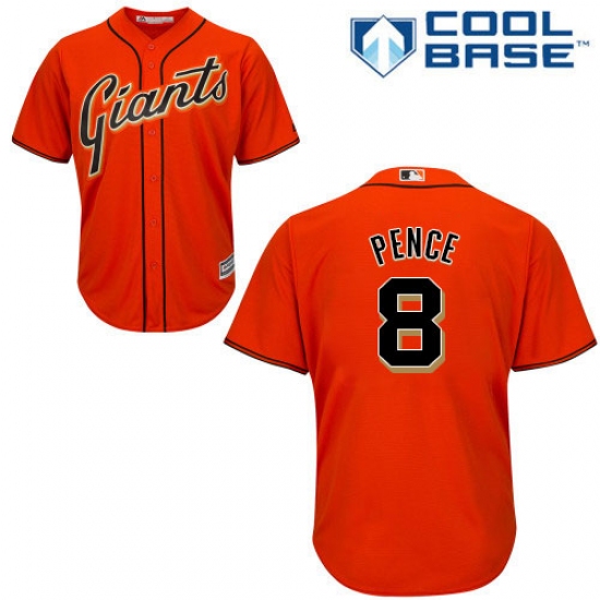 Men's Majestic San Francisco Giants #8 Hunter Pence Replica Orange Alternate Cool Base MLB Jersey - Ujersey