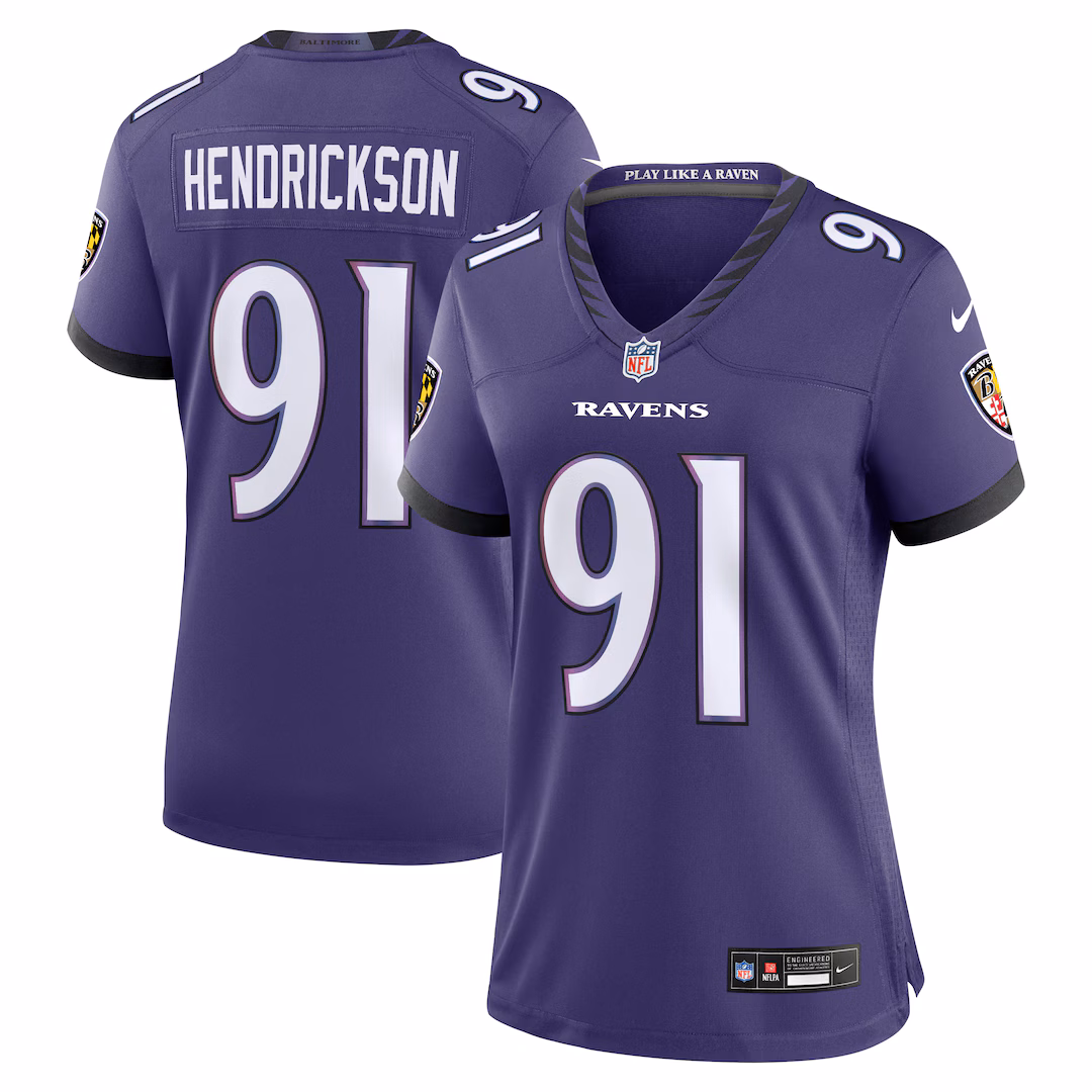 Women's Baltimore Ravens Trey Hendrickson Nike Purple Team Game Jersey - SUjersey01