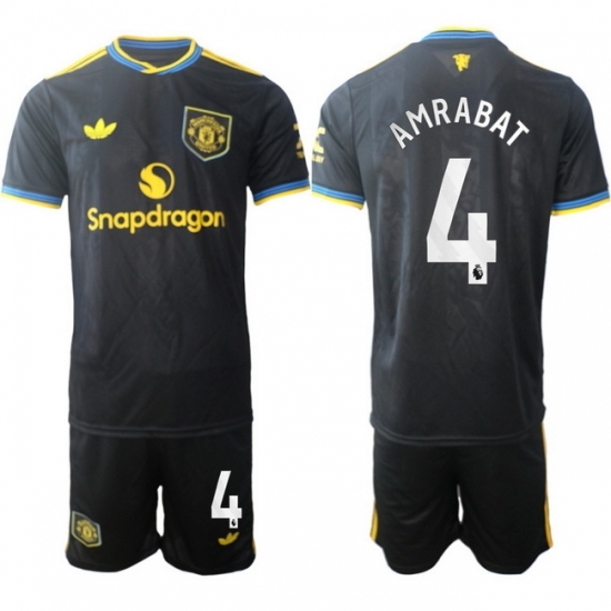 Men Manchester United 2026 Soccer Jerseys Black #4 AMRABAT