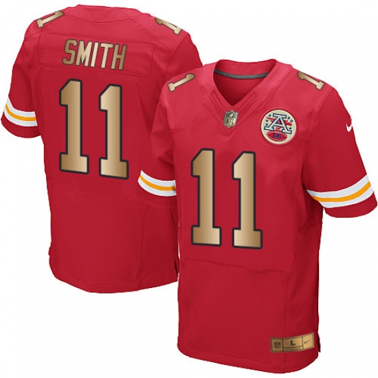 Men's Nike Kansas City Chiefs #11 Alex Smith Elite Red/Gold Team Color NFL Jersey - Ujersey