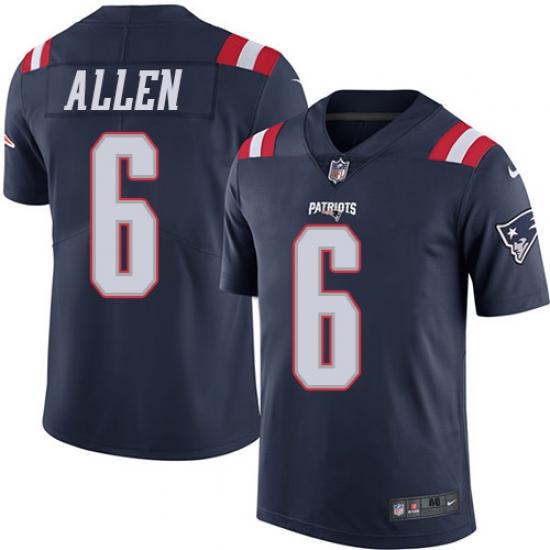 Youth Nike New England Patriots #6 Ryan Allen Limited Navy Blue Rush Vapor Untouchable NFL Jersey - Ujersey