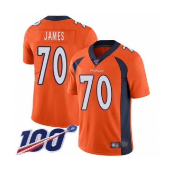 Men's Denver Broncos #70 Ja'Wuan James Orange Team Color Vapor Untouchable Limited Player 100th Season Football Jersey - Ujersey