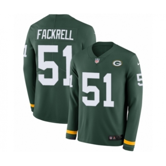 Youth Nike Green Bay Packers #51 Kyler Fackrell Limited Green Therma Long Sleeve NFL Jersey - Ujersey