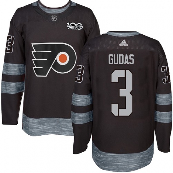 Men's Adidas Philadelphia Flyers #3 Radko Gudas Authentic Black 1917-2017 100th Anniversary NHL Jersey