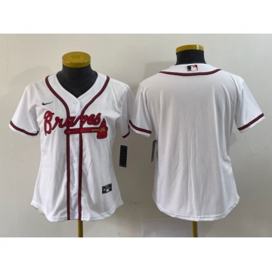 Women's Atlanta Braves Blank White Stitched MLB Cool Base Nike Jersey - Ujersey