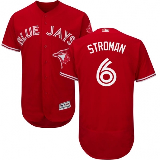 Men's Majestic Toronto Blue Jays #6 Marcus Stroman Scarlet Flexbase Authentic Collection Alternate MLB Jersey - Ujersey