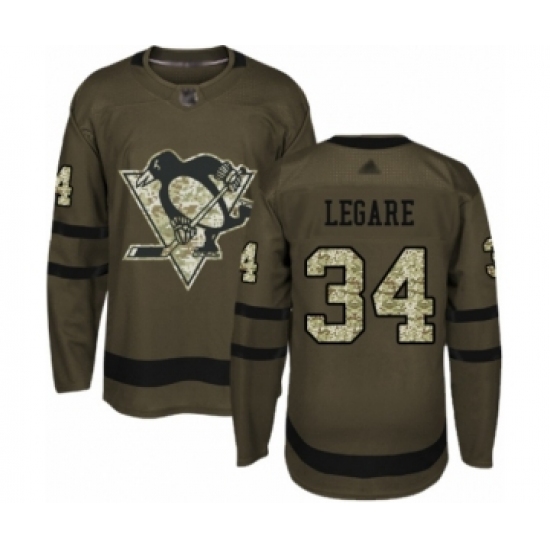 Men's Pittsburgh Penguins #34 Nathan Legare Authentic Green Salute to Service Hockey Jersey - Ujersey