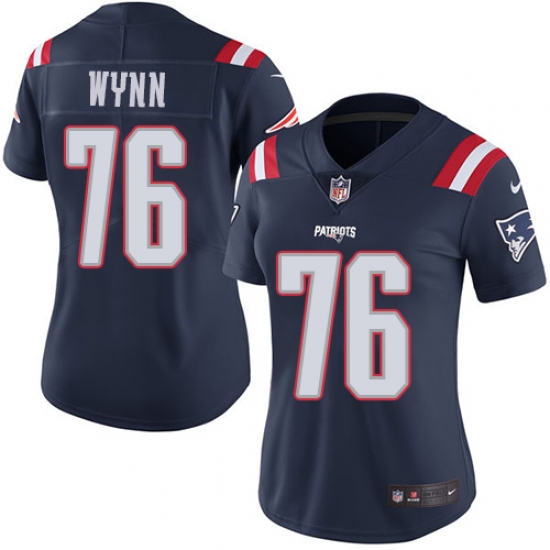 Women's Nike New England Patriots #76 Isaiah Wynn Limited Navy Blue Rush Vapor Untouchable NFL Jersey - Ujersey