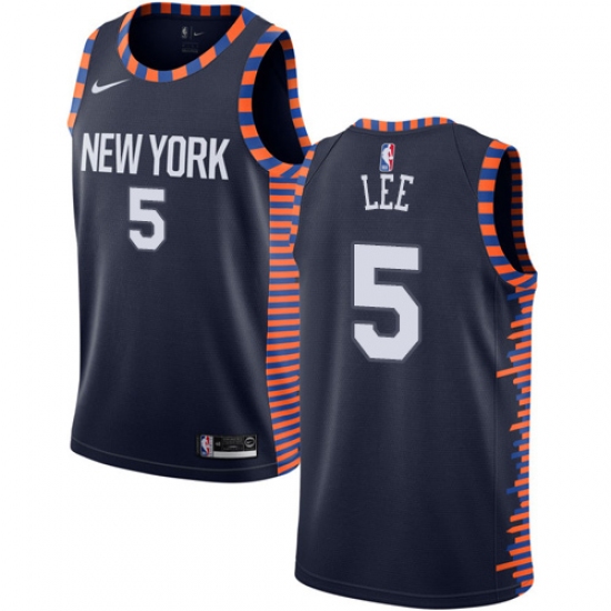 Youth Nike New York Knicks #5 Courtney Lee Swingman Navy Blue NBA Jersey - 2018 19 City Edition - Ujersey