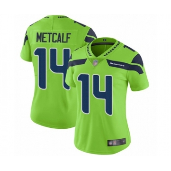 Women's Seattle Seahawks #14 D.K. Metcalf Limited Green Rush Vapor Untouchable Football Jersey - Ujersey