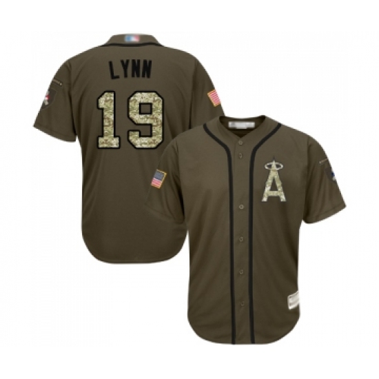 Youth Los Angeles Angels of Anaheim #19 Fred Lynn Authentic Green Salute to Service Baseball Jersey - Ujersey