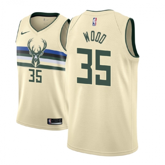 Men NBA 2018-19 Milwaukee Bucks #35 Christian Wood City Edition Cream Jersey - Ujersey