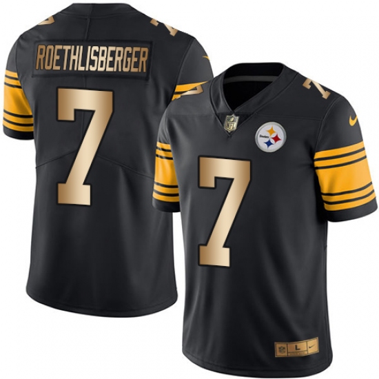 Men's Nike Pittsburgh Steelers #7 Ben Roethlisberger Limited Black/Gold Rush NFL Jersey - Ujersey