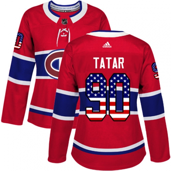 Women's Adidas Montreal Canadiens #90 Tomas Tatar Authentic Red USA Flag Fashion NHL Jersey - Ujersey