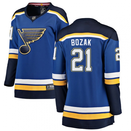 Women's St. Louis Blues #21 Tyler Bozak Fanatics Branded Royal Blue Home Breakaway NHL Jersey - Ujersey