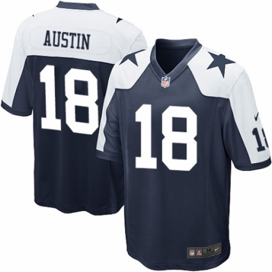 Men's Nike Dallas Cowboys #18 Tavon Austin Game Navy Blue Throwback Alternate NFL Jersey - Ujersey