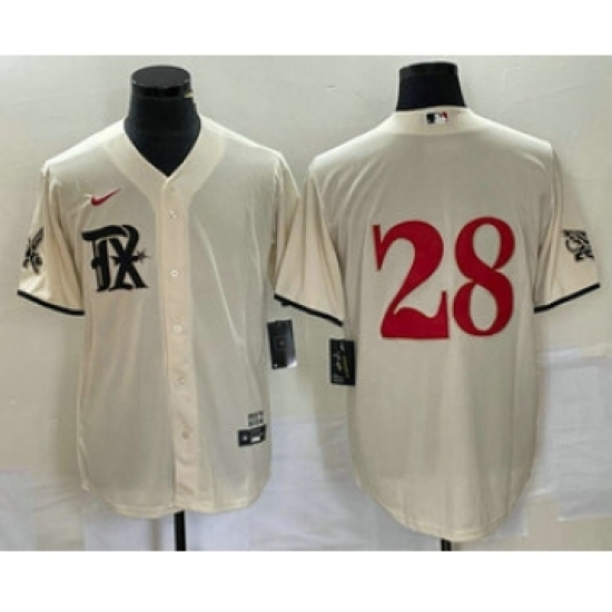 Men's Texas Rangers #28 Jonah Heim Cream 2023 City Connect Cool Base Stitched Baseball Jersey - Ujersey
