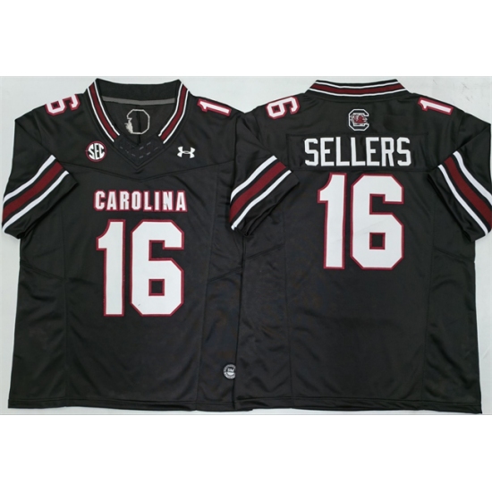 Men's South Carolina Fighting Gamecocks #16 LaNorris Sellers Black F.U.S.E. Stitched Jersey
