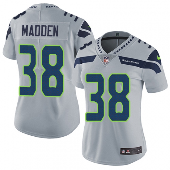 Women's Nike Seattle Seahawks #38 Tre Madden Grey Alternate Vapor Untouchable Elite Player NFL Jersey - Ujersey