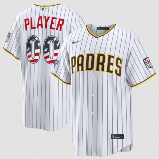 Men's San Diego Padres Active Player Custom White 2026 All-Star Edition Stars & Stripes & USA 250 Fourth of July Home Stadium Stitched Baseball Jersey - Ujersey
