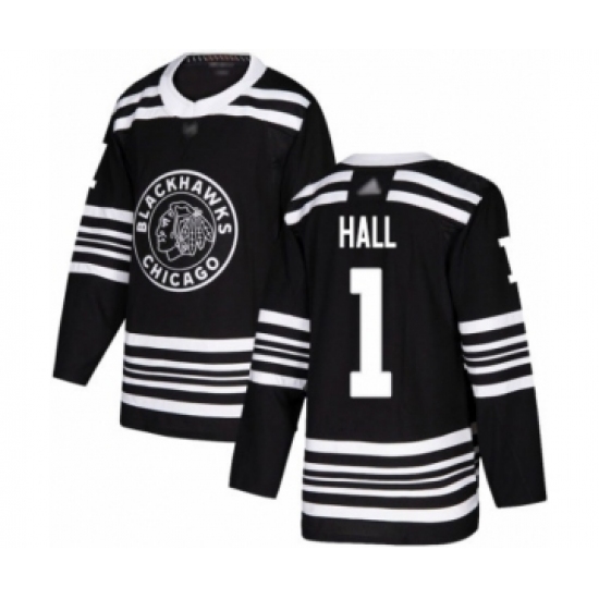 Youth Chicago Blackhawks #1 Glenn Hall Authentic Black Alternate Hockey Jersey - Ujersey