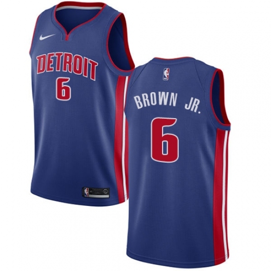 Youth Nike Detroit Pistons #6 Bruce Brown Jr. Swingman Royal Blue NBA Jersey - Icon Edition - Ujersey