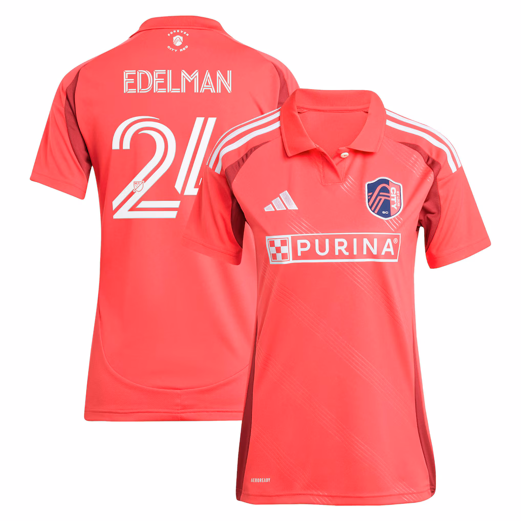 Women's St. Louis CITY SC Daniel Edelman adidas Red 2025 Forever CITY Red Replica Jersey
