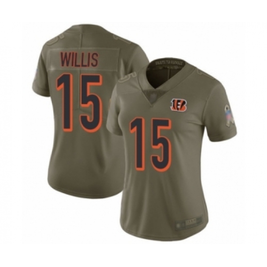 Women's Cincinnati Bengals #15 Damion Willis Limited Olive 2017 Salute to Service Football Jersey - Ujersey