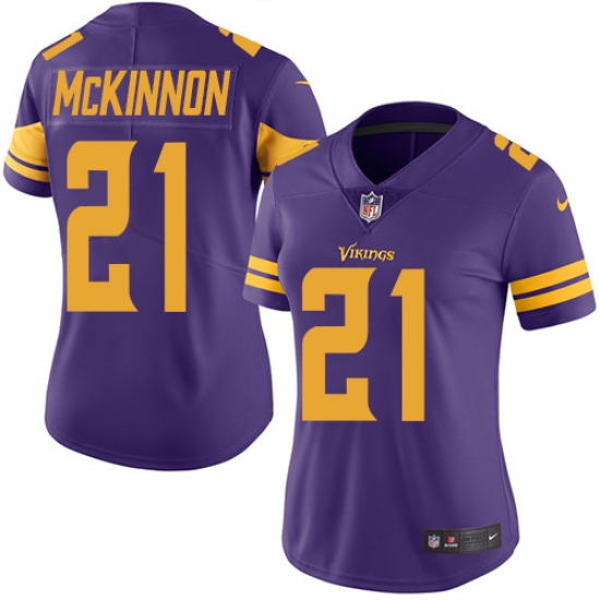 Women's Nike Minnesota Vikings #21 Jerick McKinnon Limited Purple Rush Vapor Untouchable NFL Jersey - Ujersey
