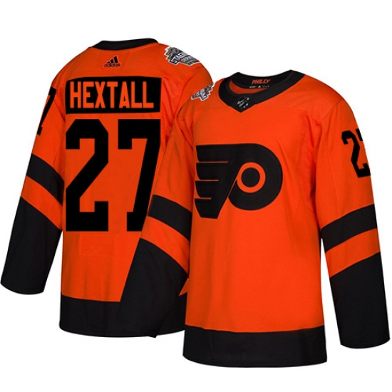 Men's Adidas Philadelphia Flyers #27 Ron Hextall Orange Authentic 2019 Stadium Series Stitched NHL Jersey - Ujersey
