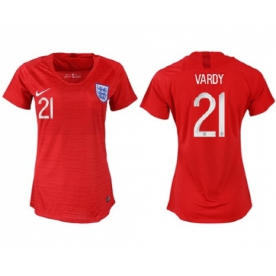 Women's England #21 Vardy Away Soccer Country Jersey