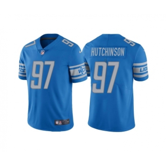 Men's Detroit Lions #97 Aidan Hutchinson Blue Vapor Untouchable Limited Stitched Jersey - Ujersey