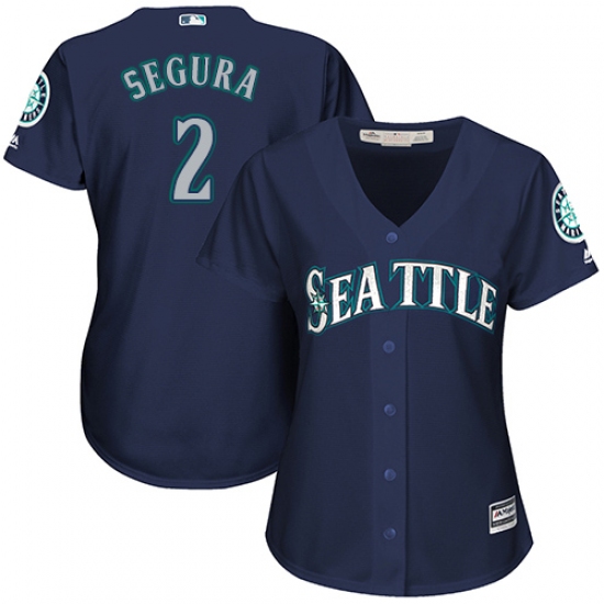 Women's Majestic Seattle Mariners #2 Jean Segura Replica Navy Blue Alternate 2 Cool Base MLB Jersey - Ujersey