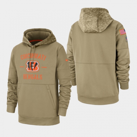 Men's Cincinnati Bengals Tan 2019 Salute to Service Sideline Therma Pullover Hoodie - Ujersey