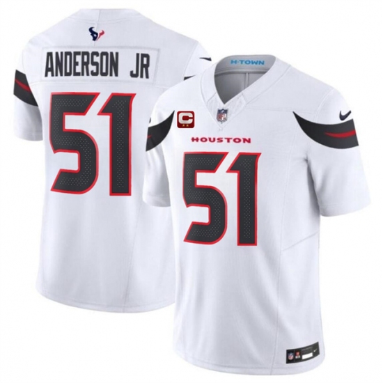 Men's Houston Texans #51 Will Anderson Jr White 2024 Vapor F.U.S.E. With 2-Star C Limited Stitched Jersey - Ujersey