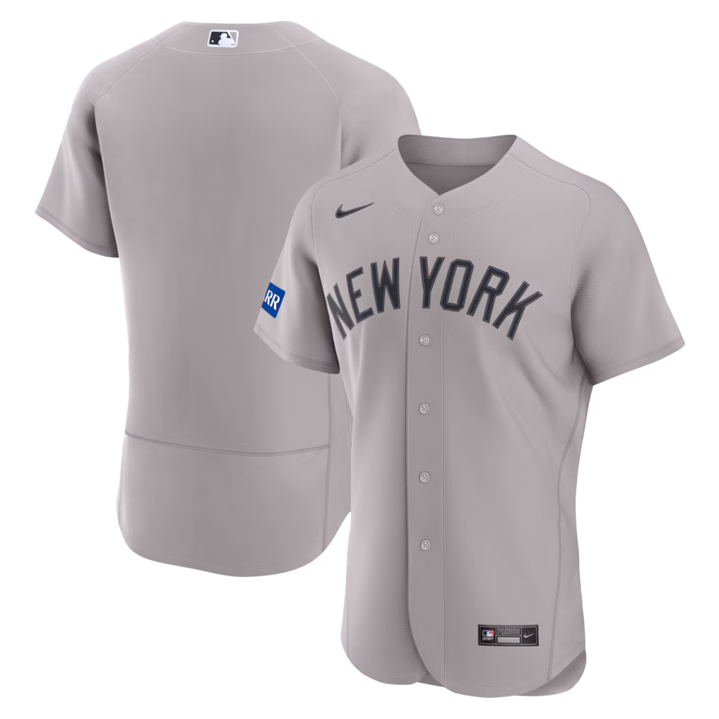 Men's New York Yankees Nike Gray Road Sponsor Patch Authentic Jersey
