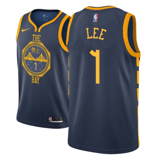 Men NBA 2018-19 Golden State Warriors #1 Damion Lee City Edition Navy Jersey - Ujersey