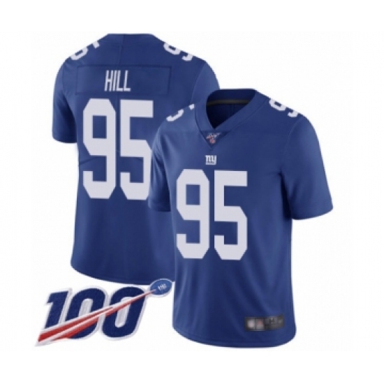 Men's New York Giants #95 B.J. Hill Royal Blue Team Color Vapor Untouchable Limited Player 100th Season Football Jersey - Ujersey