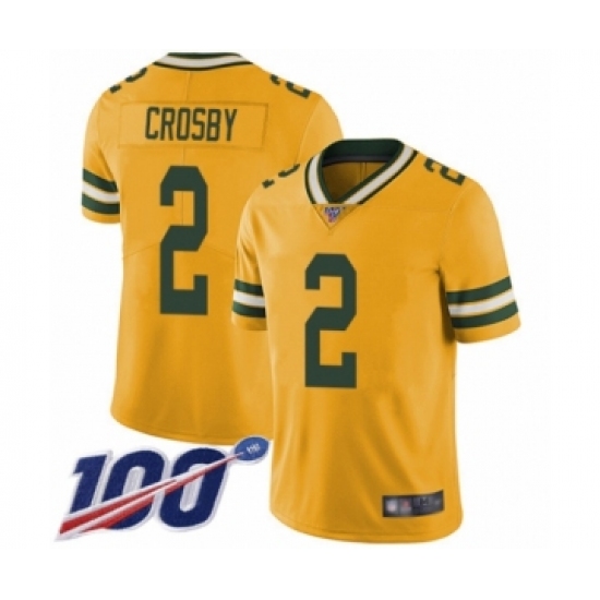 Youth Green Bay Packers #2 Mason Crosby Limited Gold Rush Vapor Untouchable 100th Season Football Jersey - Ujersey