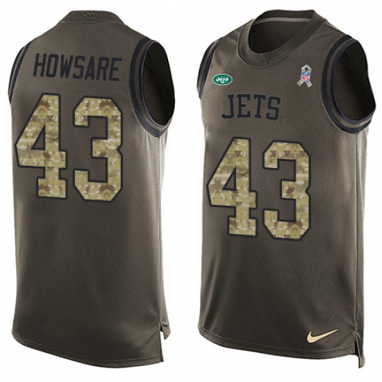 Men's Nike New York Jets #43 Julian Howsare Limited Green Salute to Service Tank Top NFL Jersey - Ujersey