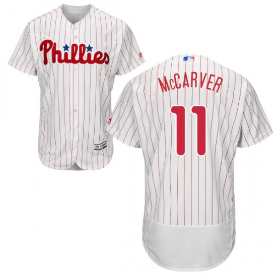 Men's Majestic Philadelphia Phillies #11 Tim McCarver White Home Flex Base Authentic Collection MLB Jersey - Ujersey