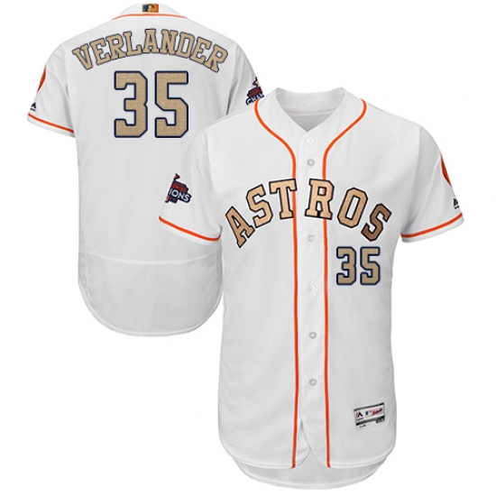 Men's Majestic Houston Astros #35 Justin Verlander White 2018 Gold Program Flex Base Authentic Collection MLB Jersey - Ujersey