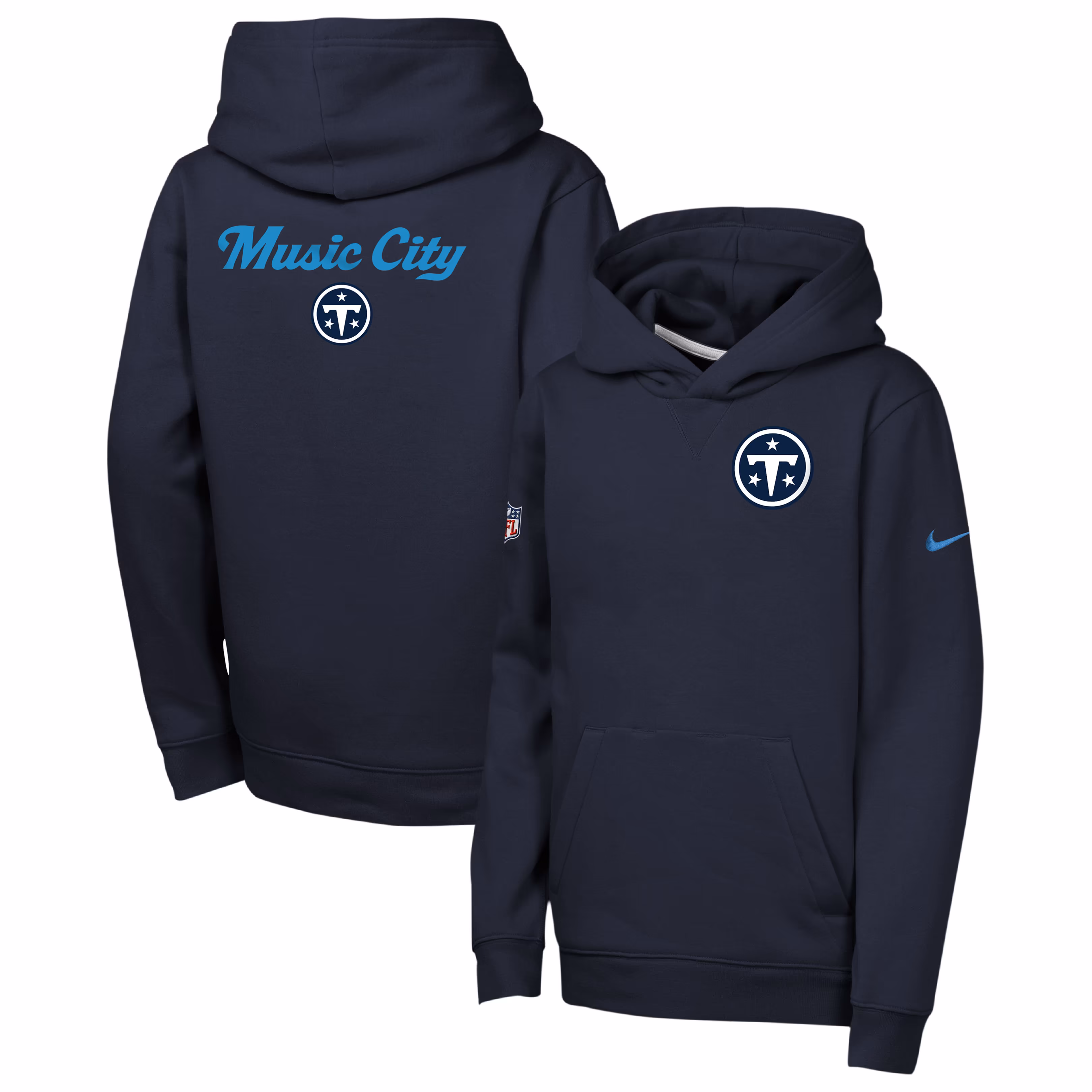 Youth Tennessee Titans  Nike Navy 2026 Rivalries Collection Sideline Club Fleece Pullover Hoodie - Ujersey