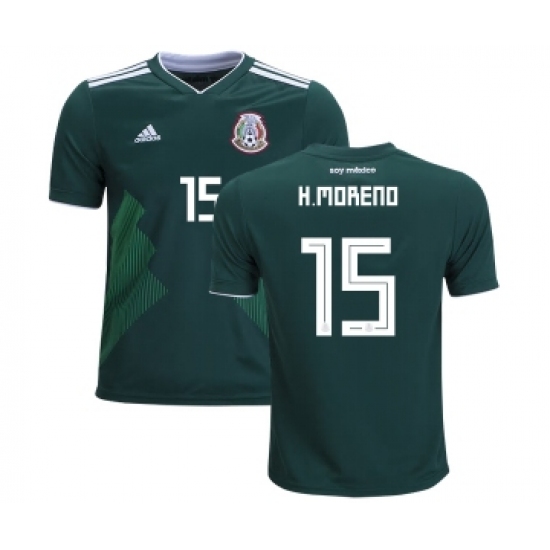 Mexico #15 H.Moreno Home Kid Soccer Country Jersey